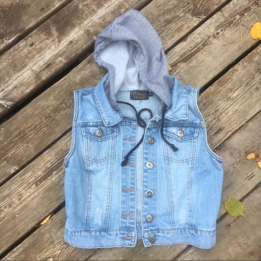 Ci Sono Distressed Hooded Vest - Picture 2 of 7
